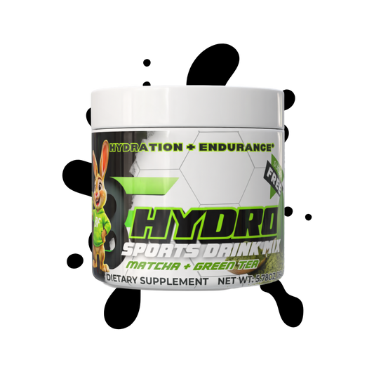 JetPac Hydro Sports Drink Mix, Matcha Green Tea flavor, sugar-free electrolyte fitness beverage by Bunny Fuel.