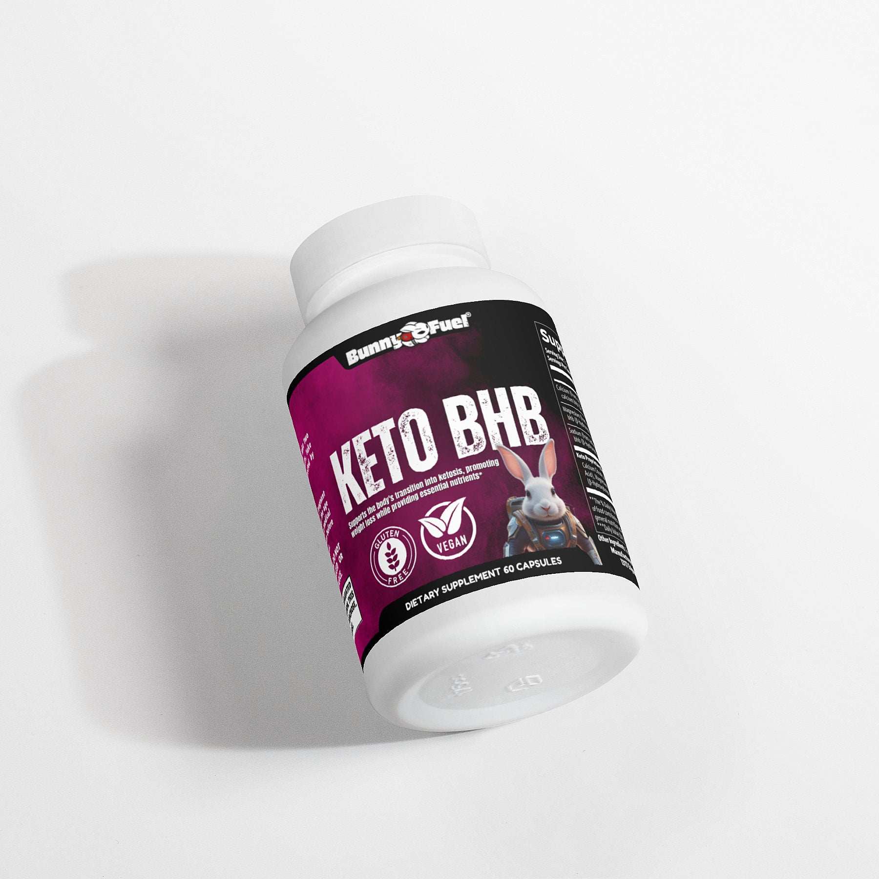 Keto BHB Capsules by Bunny Fuel® for ketosis support and energy boost.