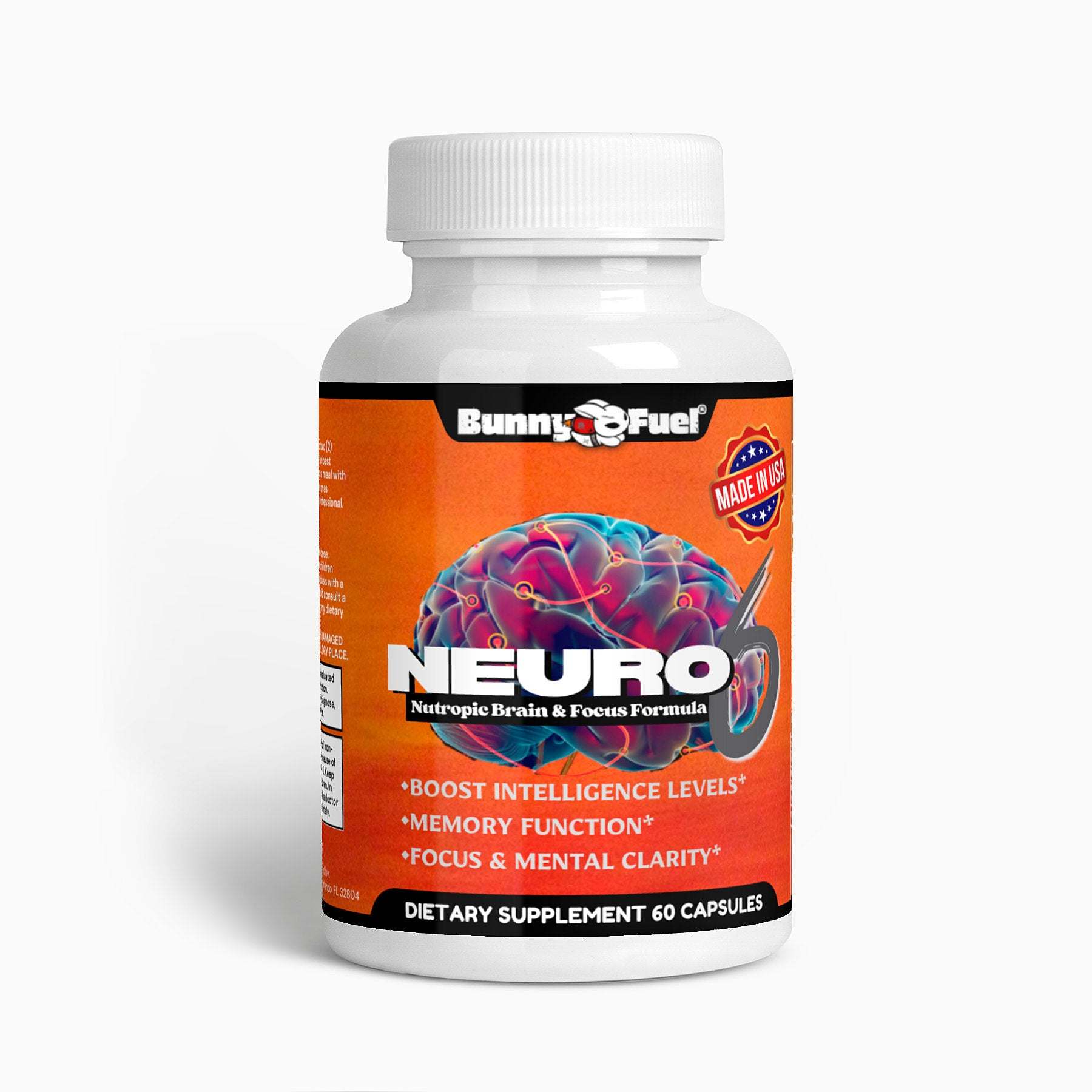 NEURO6 Nootropic Focus Fuel bottle for cognitive enhancement and mental clarity.