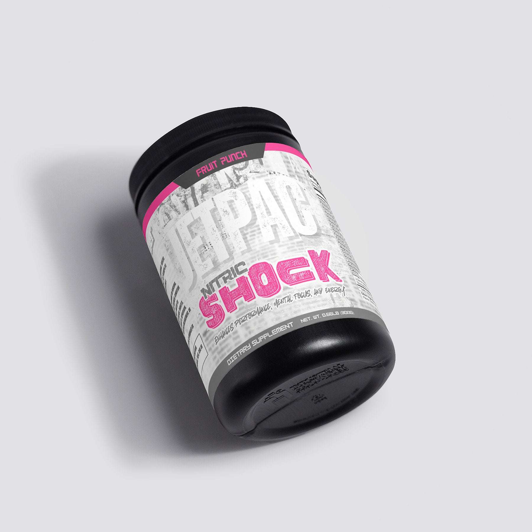 Nitric Shock Pre-Workout Fruit Punch sideways canister