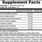 Supplement facts of JetPac Hangover Relief Strips detailing ingredients and serving size.